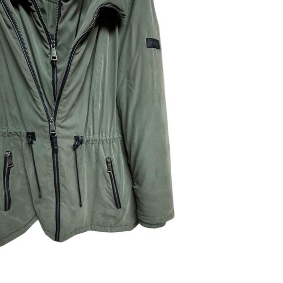 DKNY Faux-Fur Trim Hooded Water-Resistant Coat Loden Green Size XL - Picture 5 of 10
